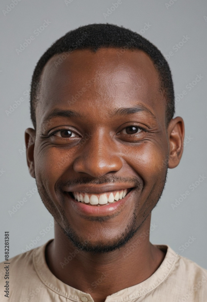 Portrait view of a regular happy smiling Niger man, ultra realistic, candid, social media, avatar image, plain solid background Portrait view of a regular happy smiling Niger man, ultra realistic, candid, social media, avatar image, plain solid background