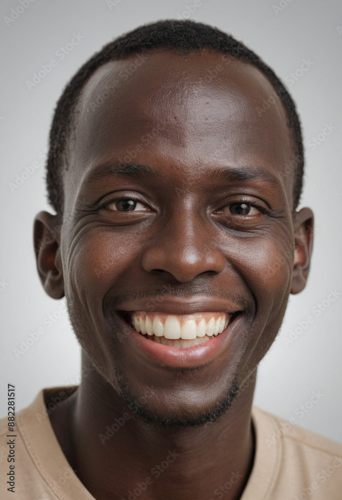 Portrait view of a regular happy smiling Senegal man, ultra realistic, candid, social media, avatar image, plain solid background Portrait view of a regular happy smiling Senegal man, ultra realistic, candid, social media, avatar image, plain solid background