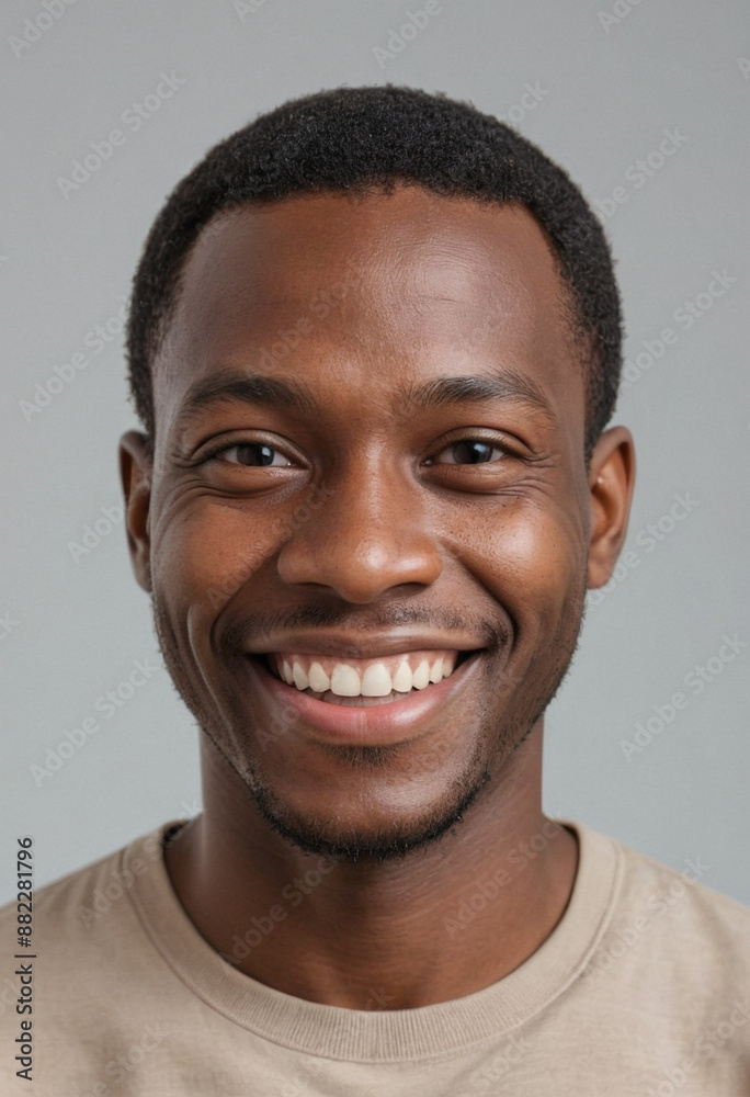 Portrait view of a regular happy smiling Togo man, ultra realistic, candid, social media, avatar image, plain solid background Portrait view of a regular happy smiling Togo man, ultra realistic, candid, social media, avatar image, plain solid background