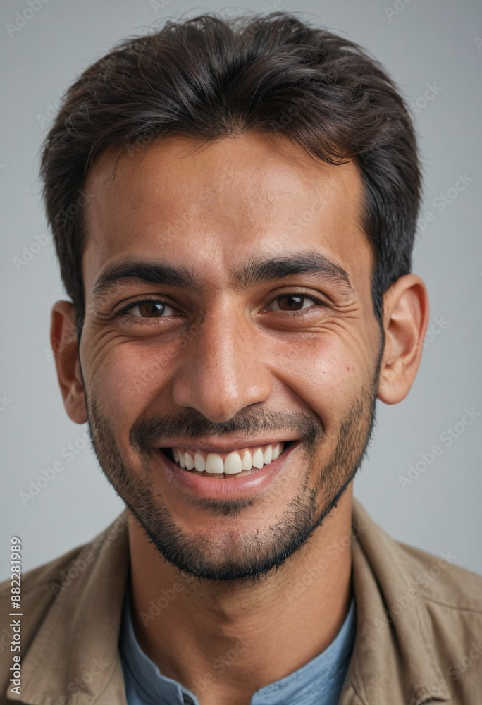 Portrait view of a regular happy smiling Afghanistan man, ultra realistic, candid, social media, avatar image, plain solid background Portrait view of a regular happy smiling Afghanistan man, ultra realistic, candid, social media, avatar image, plain solid background