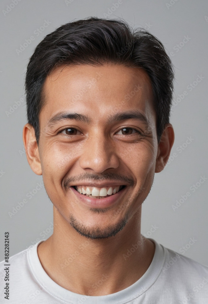 Portrait view of a regular happy smiling Brunei man, ultra realistic, candid, social media, avatar image, plain solid background Portrait view of a regular happy smiling Brunei man, ultra realistic, candid, social media, avatar image, plain solid background