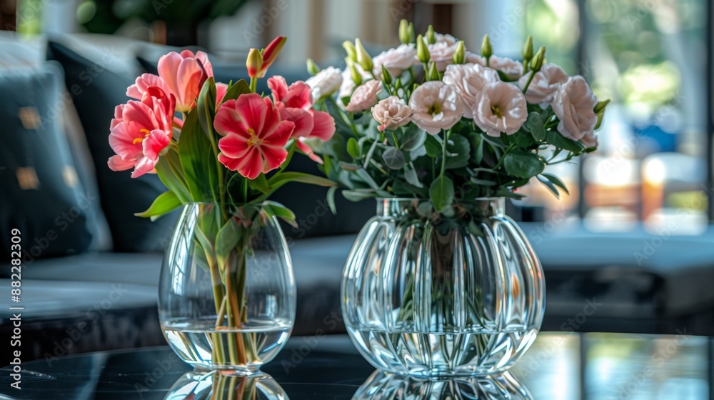 home decor ideas, fresh flowers in crystal vases add vibrancy and style to a modern home interior, elevating its ambiance home decor ideas, fresh flowers in crystal vases add vibrancy and style to a modern home interior, elevating its ambiance