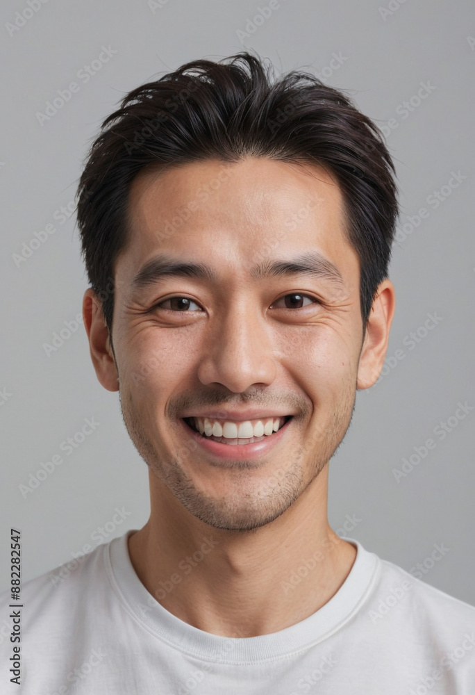Portrait view of a regular happy smiling Japan man, ultra realistic, candid, social media, avatar image, plain solid background Portrait view of a regular happy smiling Japan man, ultra realistic, candid, social media, avatar image, plain solid background