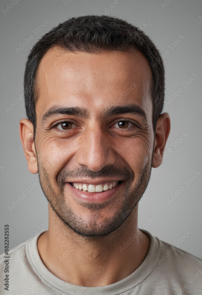 Portrait view of a regular happy smiling Iraq man, ultra realistic, candid, social media, avatar image, plain solid background Portrait view of a regular happy smiling Iraq man, ultra realistic, candid, social media, avatar image, plain solid background