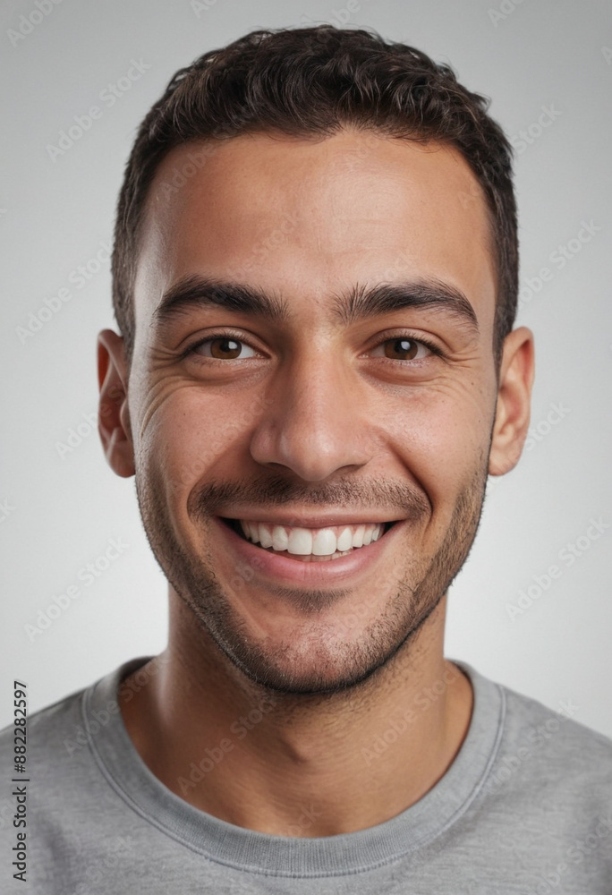Portrait view of a regular happy smiling Jordan man, ultra realistic, candid, social media, avatar image, plain solid background Portrait view of a regular happy smiling Jordan man, ultra realistic, candid, social media, avatar image, plain solid background