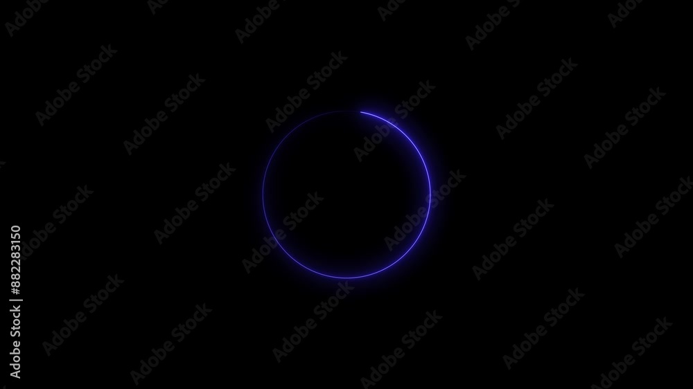 Animation of glowing neon blue circle on black background. Animation of glowing neon blue circle on black background.