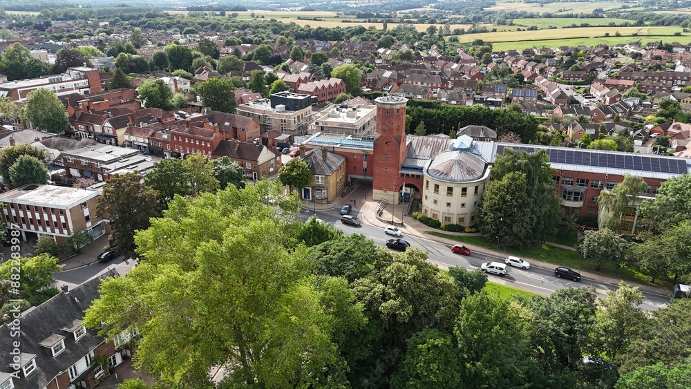Epping market town Essex UK drone,aerial council offices Epping market town Essex UK drone,aerial council offices
