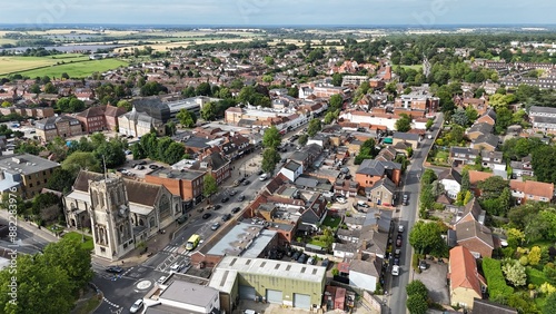 Schilderij op canvas High street Epping market town Essex UK drone,aerial
