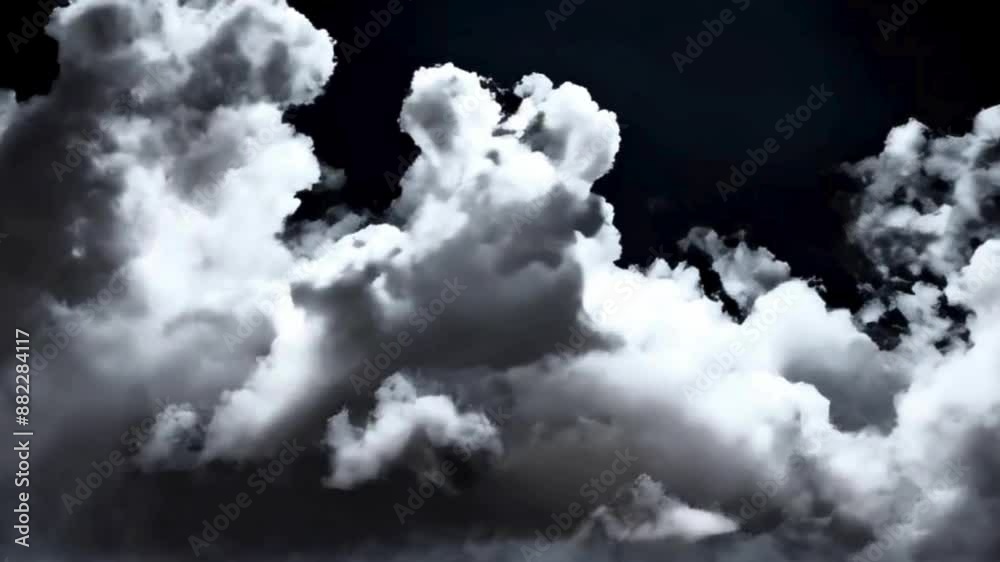 Floating white clouds or fog on black background in slow motion Floating white clouds or fog on black background in slow motion