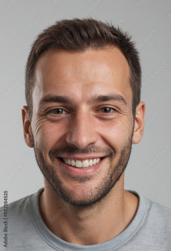 Portrait view of a regular happy smiling Kosovo man, ultra realistic, candid, social media, avatar image, plain solid background Portrait view of a regular happy smiling Kosovo man, ultra realistic, candid, social media, avatar image, plain solid background