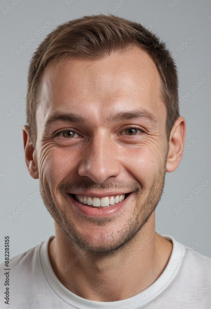 Portrait view of a regular happy smiling Russia man, ultra realistic, candid, social media, avatar image, plain solid background Portrait view of a regular happy smiling Russia man, ultra realistic, candid, social media, avatar image, plain solid background