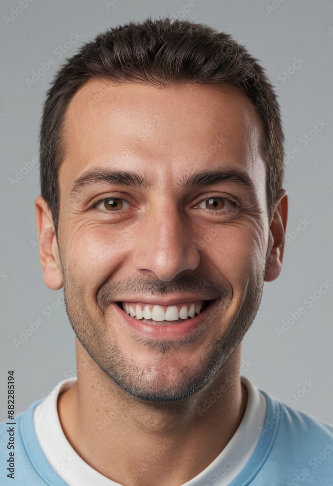 Portrait view of a regular happy smiling San Marino man, ultra realistic, candid, social media, avatar image, plain solid background