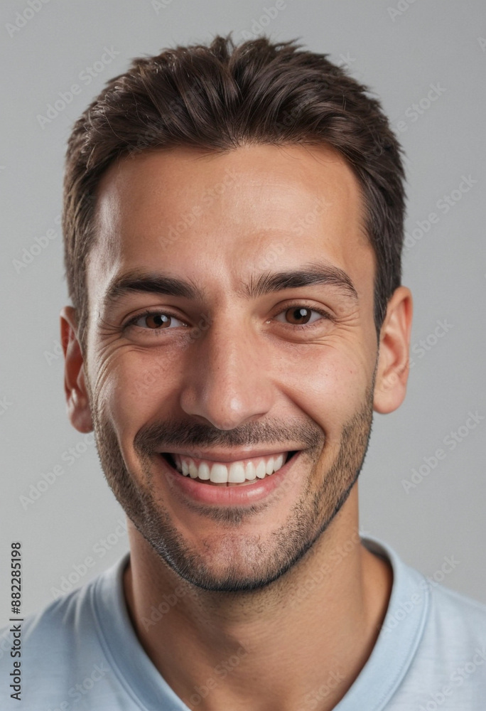 Portrait view of a regular happy smiling San Marino man, ultra realistic, candid, social media, avatar image, plain solid background Portrait view of a regular happy smiling San Marino man, ultra realistic, candid, social media, avatar image, plain solid background