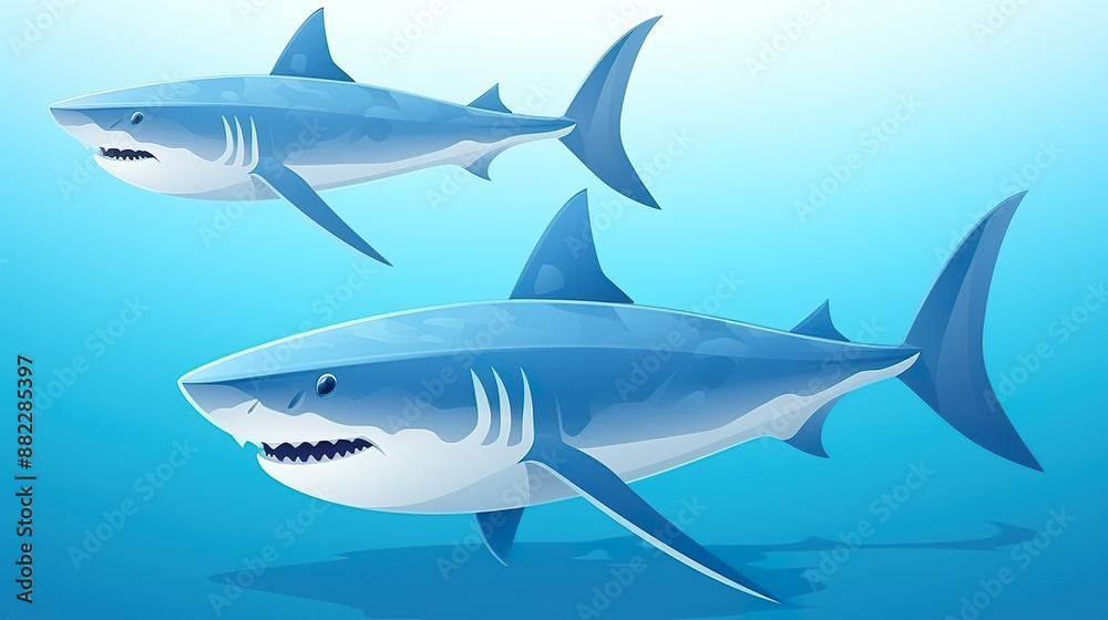 Shark isolated in deep blue sea against a background