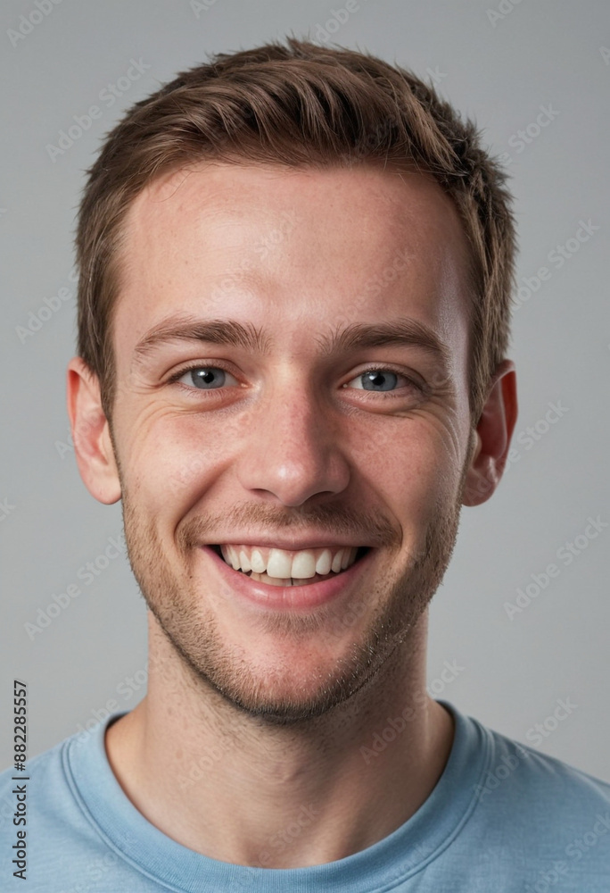 Portrait view of a regular happy smiling United Kingdom man, ultra realistic, candid, social media, avatar image, plain solid background Portrait view of a regular happy smiling United Kingdom man, ultra realistic, candid, social media, avatar image, plain solid background