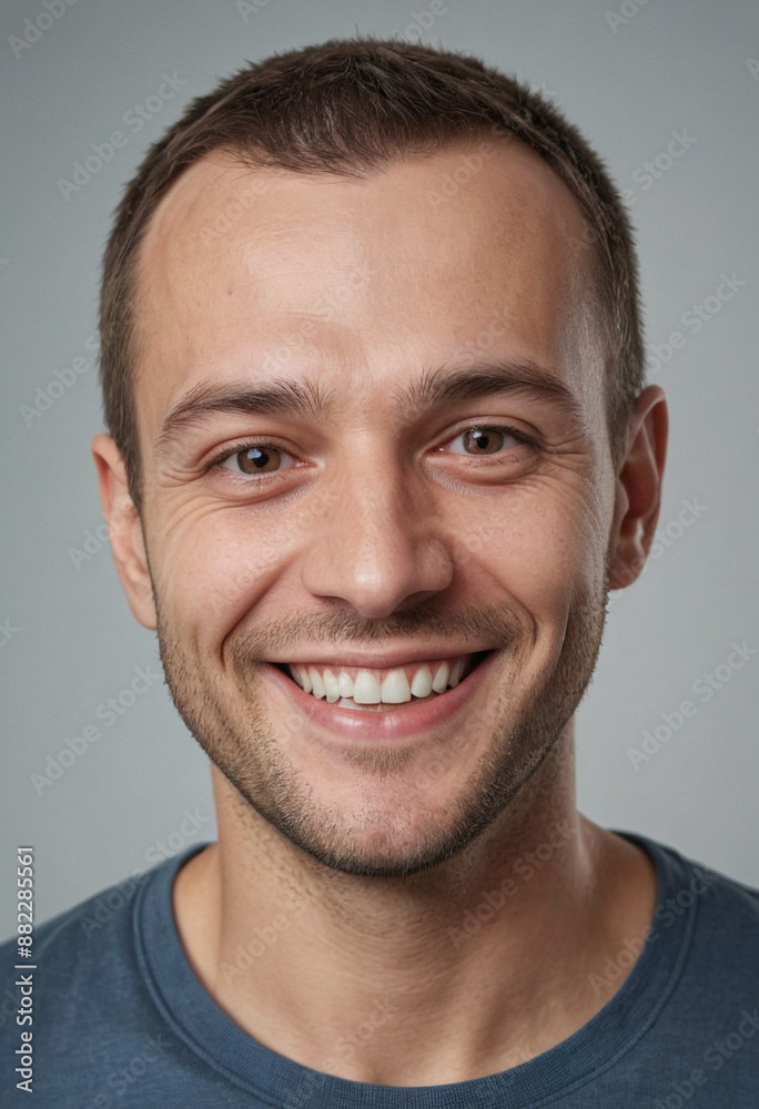 Fototapeta premium Portrait view of a regular happy smiling Ukraine man, ultra realistic, candid, social media, avatar image, plain solid background