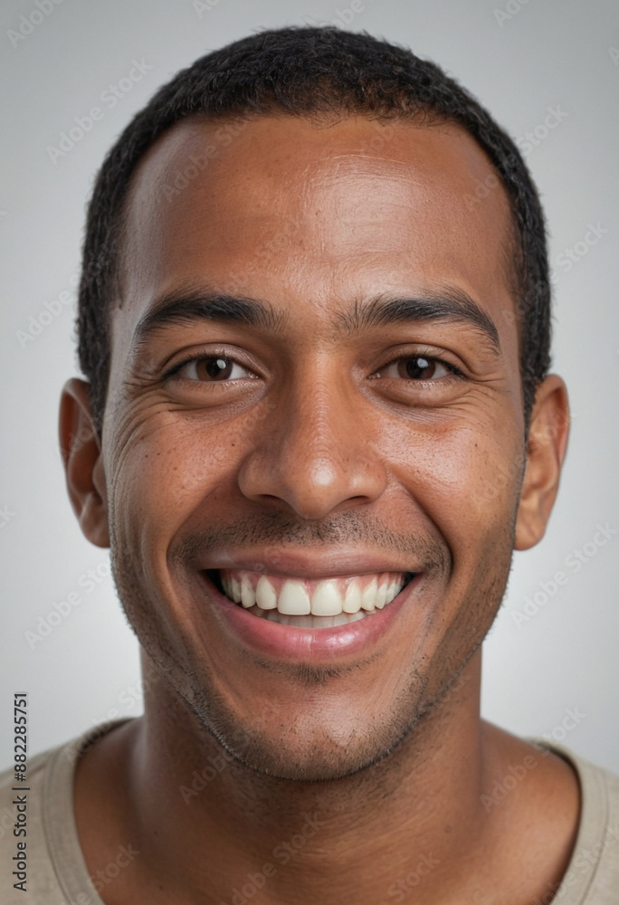 Portrait view of a regular happy smiling Belize man, ultra realistic, candid, social media, avatar image, plain solid background