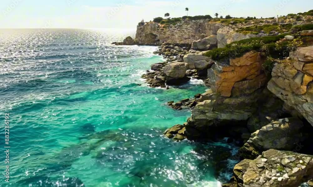 rocky seaside of the Mediterranean coast in good weather rocky seaside of the Mediterranean coast in good weather