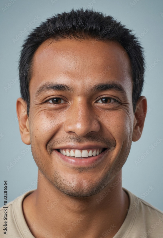 Portrait view of a regular happy smiling Federated States of Micronesia man, ultra realistic, candid, social media, avatar image, plain solid background Portrait view of a regular happy smiling Federated States of Micronesia man, ultra realistic, candid, social media, avatar image, plain solid background