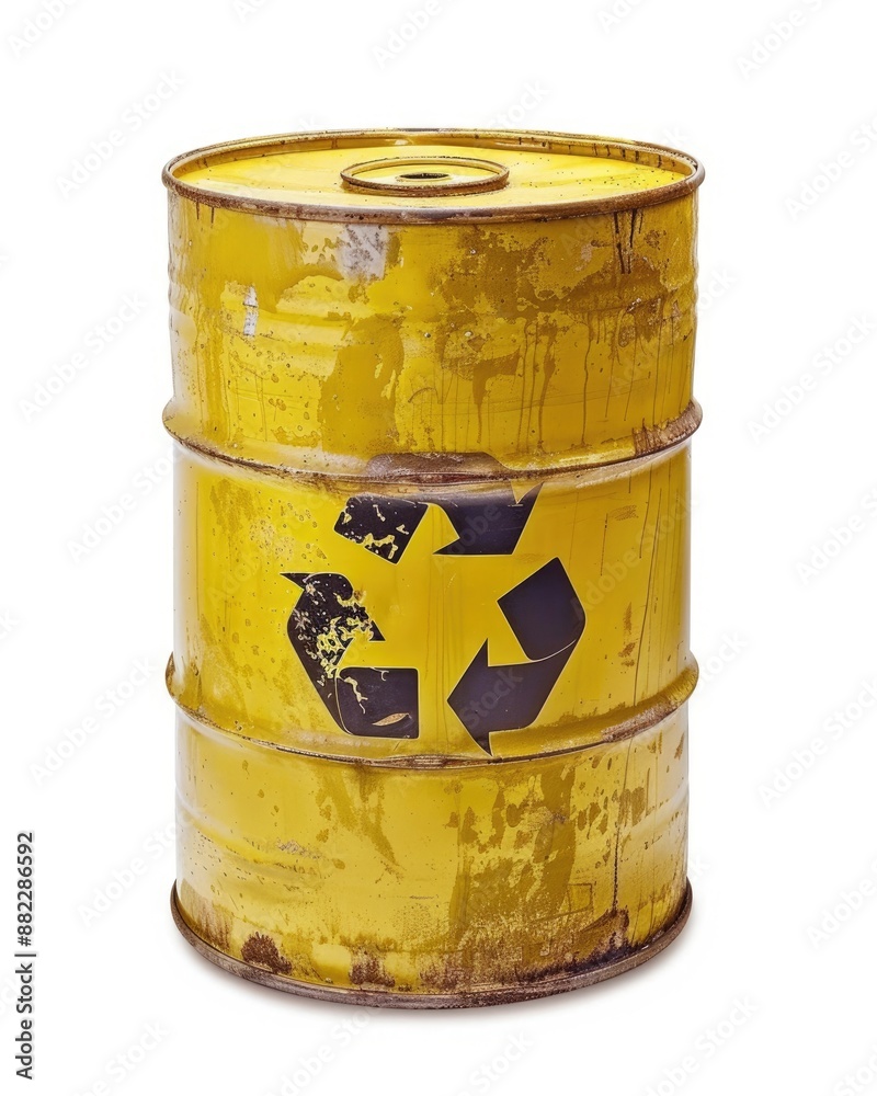 Waste Barrel. Toxicity Alert: Yellow Barrel with Acid, Poison, Chemicals Waste Barrel. Toxicity Alert: Yellow Barrel with Acid, Poison, Chemicals