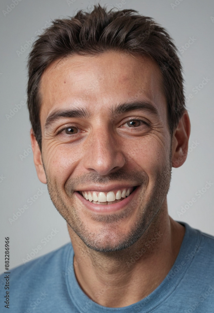 Portrait view of a regular happy smiling Argentina man, ultra realistic, candid, social media, avatar image, plain solid background Portrait view of a regular happy smiling Argentina man, ultra realistic, candid, social media, avatar image, plain solid background