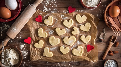 Heart-shaped Cookie Preparation photo