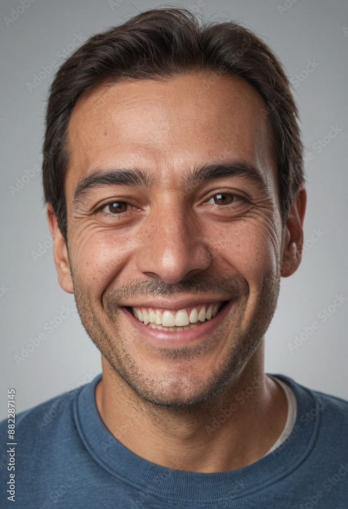 Portrait view of a regular happy smiling Chile man, ultra realistic, candid, social media, avatar image, plain solid background Portrait view of a regular happy smiling Chile man, ultra realistic, candid, social media, avatar image, plain solid background