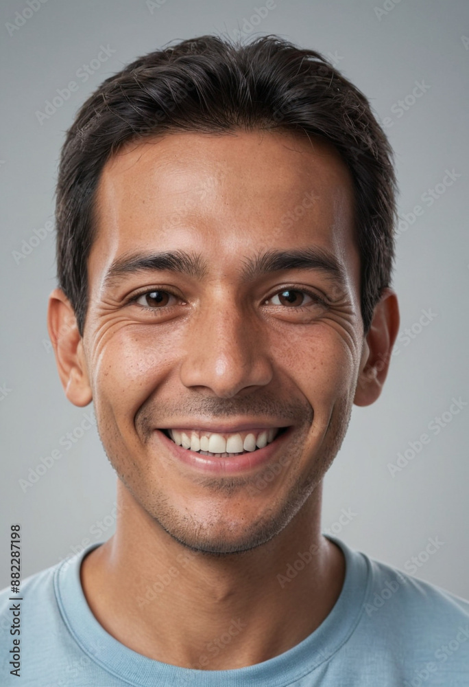 Portrait view of a regular happy smiling Peru man, ultra realistic, candid, social media, avatar image, plain solid background Portrait view of a regular happy smiling Peru man, ultra realistic, candid, social media, avatar image, plain solid background