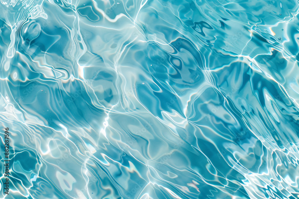 Abstract water texture, light blue background with ripples and reflections in the pool for summer or spring concept banner design. Flat lay, top view, copy space Abstract water texture, light blue background with ripples and reflections in the pool for summer or spring concept banner design. Flat lay, top view, copy space