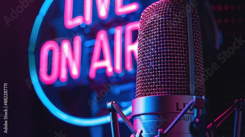 The neon mic setup photo