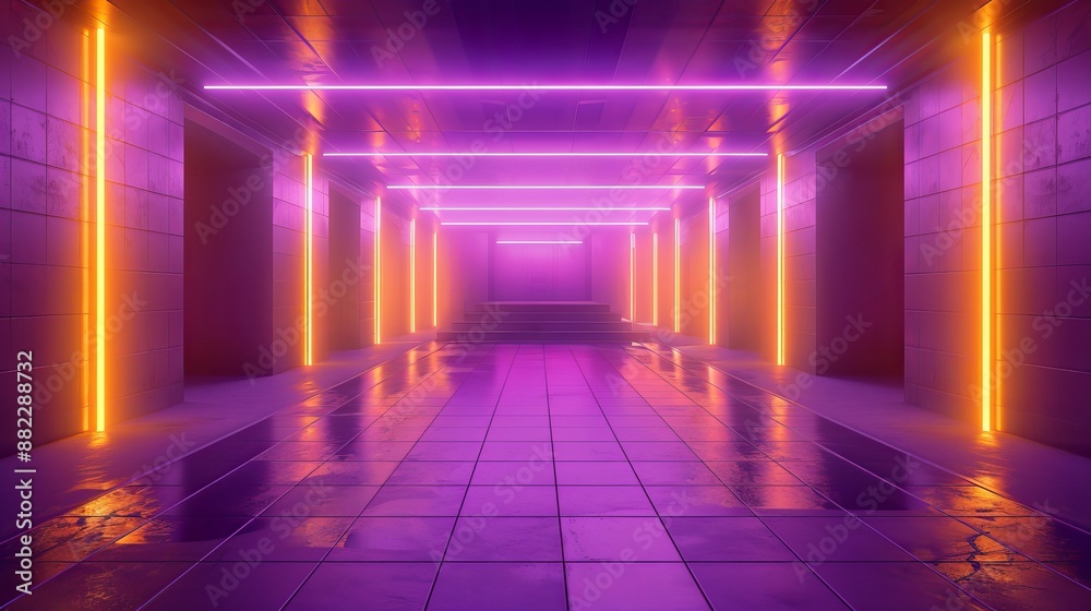 Neon Lights In A Purple Hallway Neon Lights In A Purple Hallway