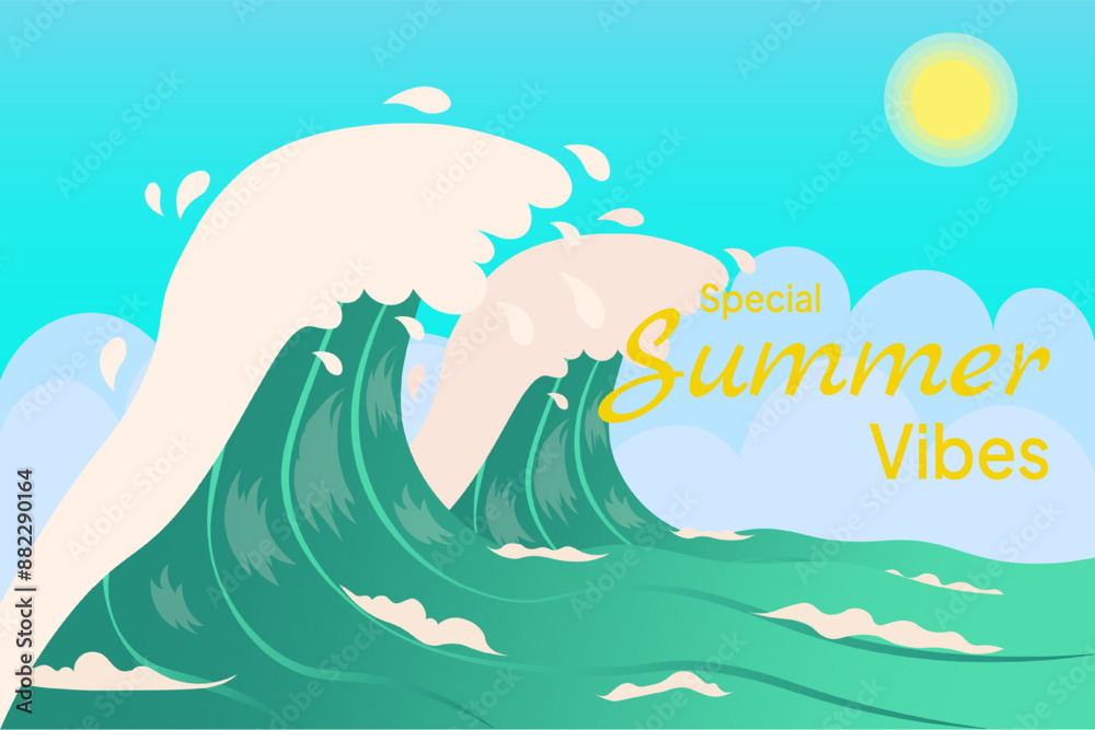 Naklejka premium illustration of a landscape with the sea