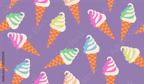 Cute ice cream pattern background vector design