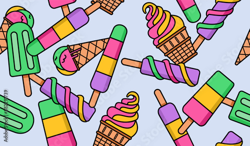 Cute ice cream pattern background vector design