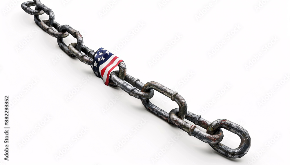 Symbolic Depiction of a Chained National Flag Representing Economic Turmoil Economic crisis
