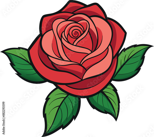 beautiful red rose flower plant vector art flat design background image illustrations