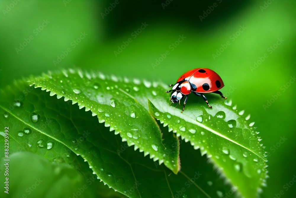 Ladybug sitting on a green leaf. Ladybug sitting on a green leaf.