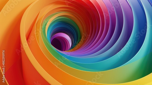 Rainbow tunnel of spiraling vibrant colors