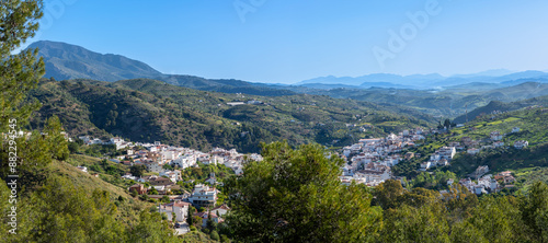 Hiking trail to waterfalls over river Caballos, Sierra de la Nieves National Park in Tolox, Malaga, Spain photo