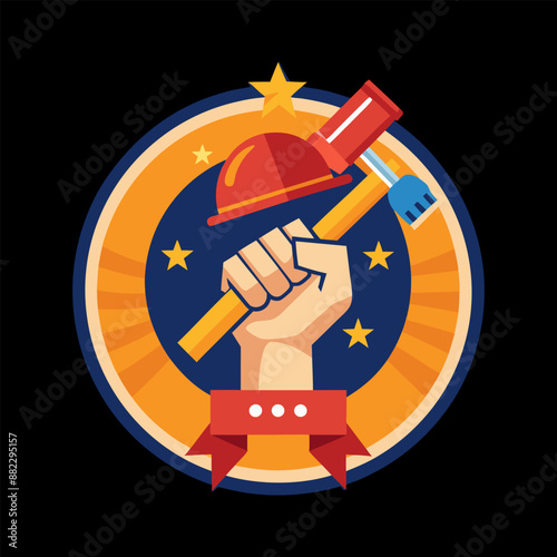 Happy Labor day or international workers day. May 1st International Labor Day. Labor Day poster. Labor Day logo design. Labor Day brand logo.
