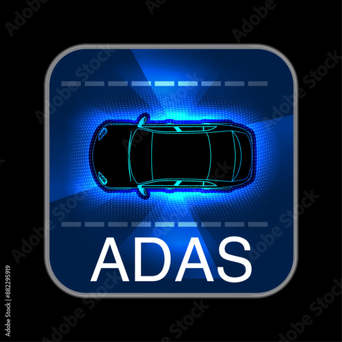 Automotive ADAS Icon Vector Graphics for Advanced Driver Assistance Systems - Autonomous Driving and Detect Alerts Smartphone App Vector Icon.