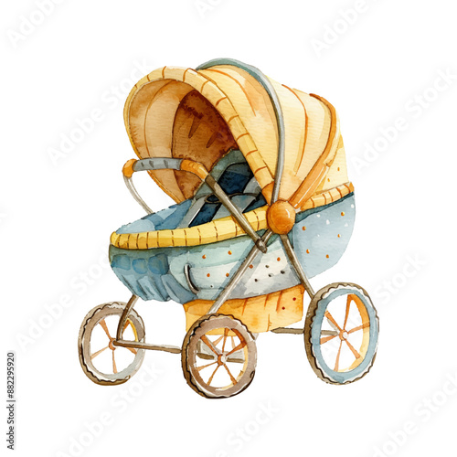 stroller vector illustration in watercolor style