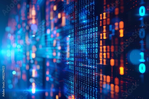 Wallpaper Mural Vibrant blue binary code digital network Torontodigital.ca