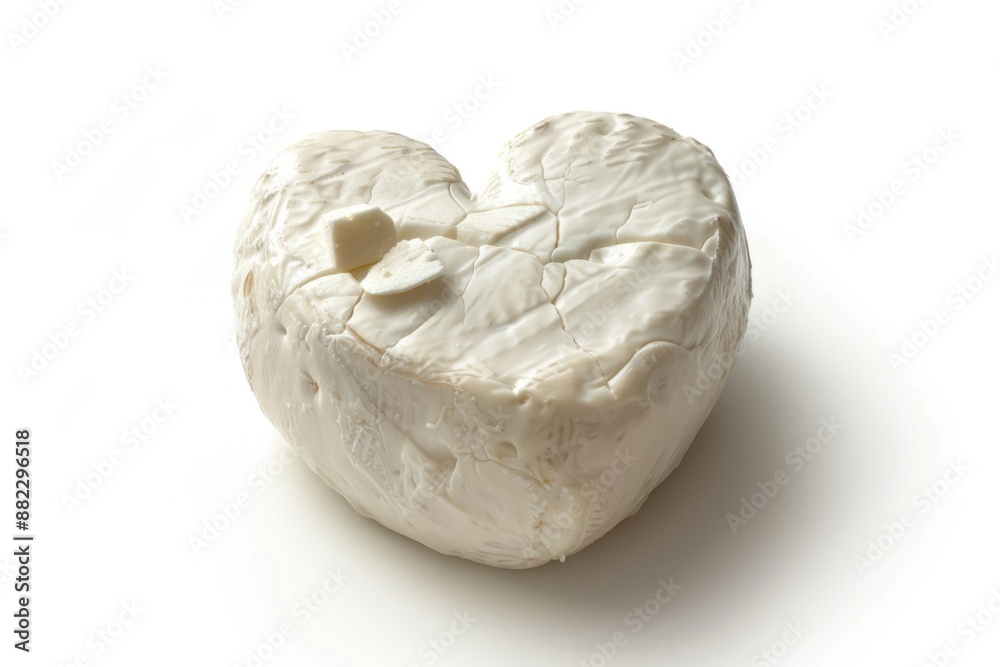 Heart Cheese. Artisanal Heart-shaped Neufchatel Cheese on White Background Heart Cheese. Artisanal Heart-shaped Neufchatel Cheese on White Background