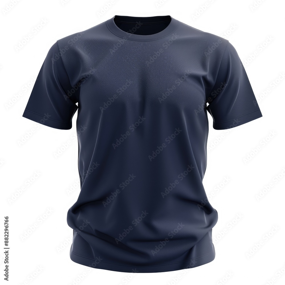 Navy Blue T-Shirt: Men's Short Sleeve Apparel on White Background Navy Blue T-Shirt: Men's Short Sleeve Apparel on White Background