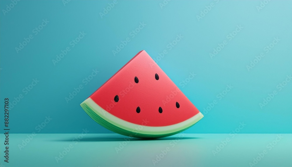 A minimalist stylized representation of a watermelon slice on a dual-tone teal and pink background, blending simplicity with vibrant colors. A minimalist stylized representation of a watermelon slice on a dual-tone teal and pink background, blending simplicity with vibrant colors.