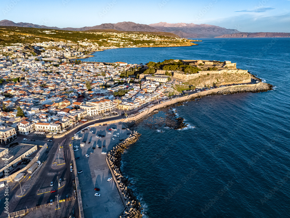 Fototapeta premium Aerial view of the city of Rethymno, Crete, Greece