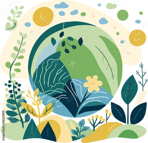 Multicolor flowers and leaves abstract shape doodle art design for print, wallpaper, clipart, and wall art for home decoration.
