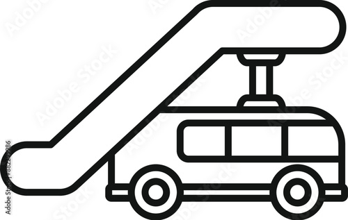 Simple line icon of an airport passenger boarding stairs, connecting passengers to the airplane for boarding or disembarking