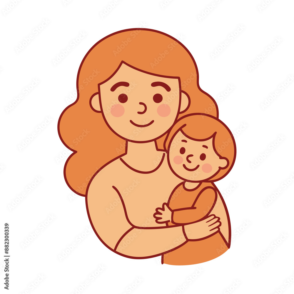 Cute mother and child cartoon vector for printables, clipart, and line art Mother's Day designs. Cute mother and child cartoon vector for printables, clipart, and line art Mother's Day designs.